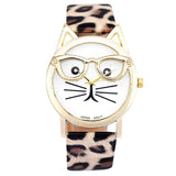 NERDY CAT LEATHER WATCH